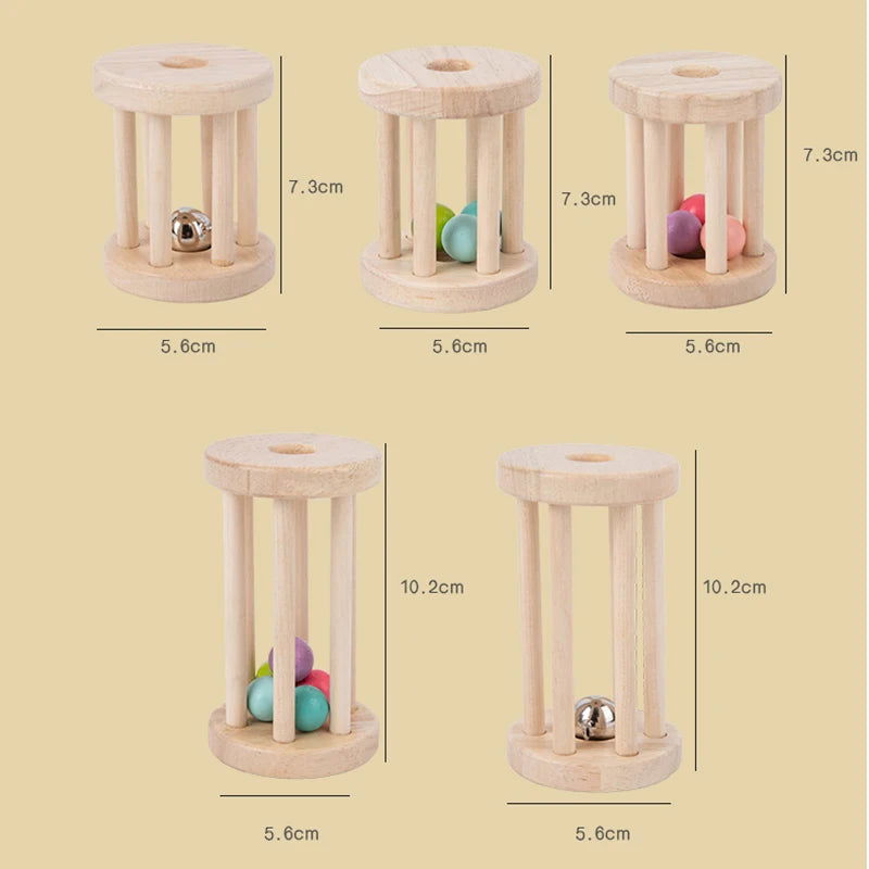 Baby Wood Rolling Cage Bell Coloful Rattles Mobiles Early Developmental Sound Infant & Toddler Musical Toys Boy Girl Music Toy - Slobuy