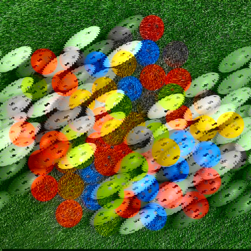 24Pcs/Bag 42MM Airflow Plastic Perforated Color Indoor Practice Golf Balls Good for Your Pets - Slobuy