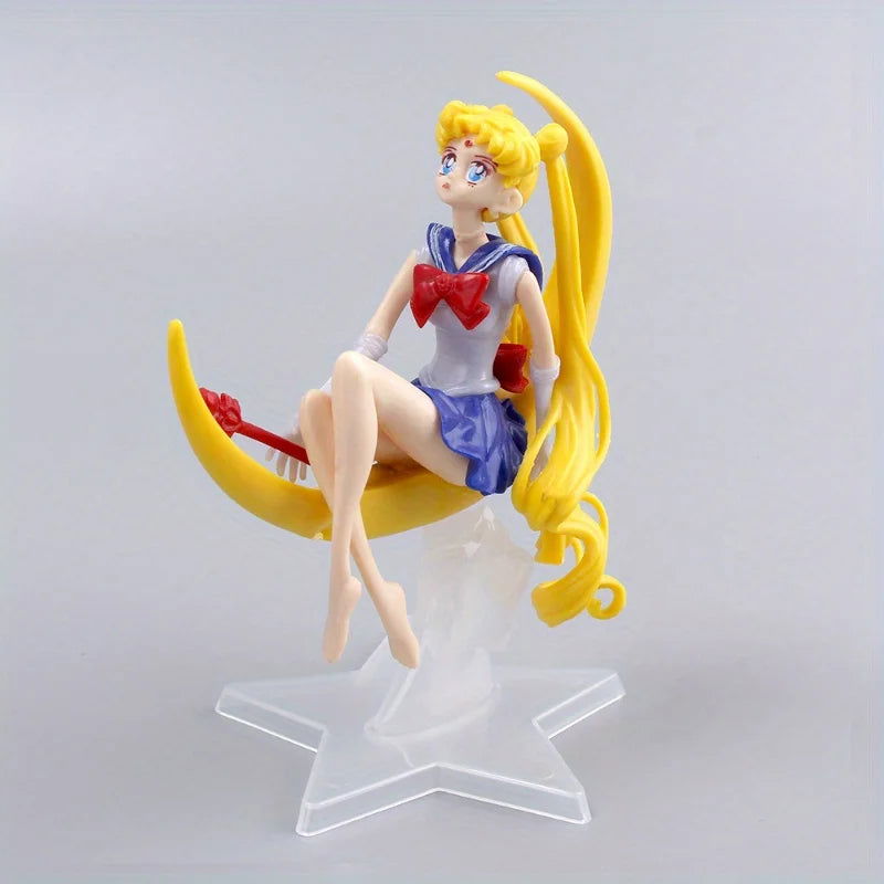 Bandai 15CM Anime Sailor Moon PVC Doll Girl Toy Cake Decoration Action Figures Model Car Ornament Children Birthday Gift Doll Co - Slobuy