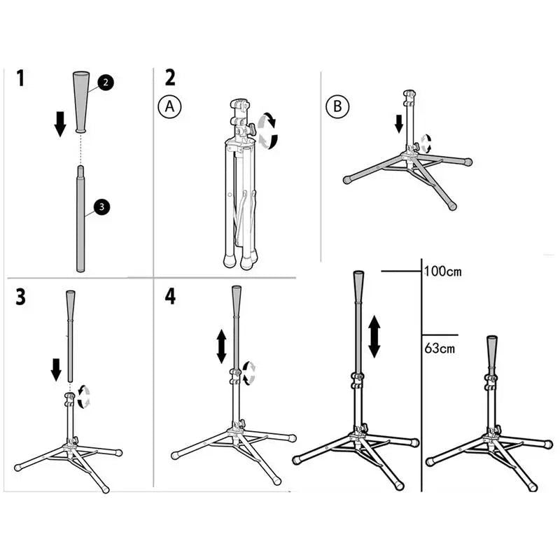 Baseball Batting Tee Tripod Adjustable Tripod Stand Tee for Hitting Training Practice Portable Foldable for Adult Kids Beginner - Slobuy