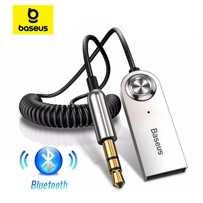 Baseus AUX Bluetooth Adapter Car 3.5mm Jack Dongle Cable Handfree Car Kit Audio Transmitter Auto Bluetooth 5.0 Receiver - Slobuy