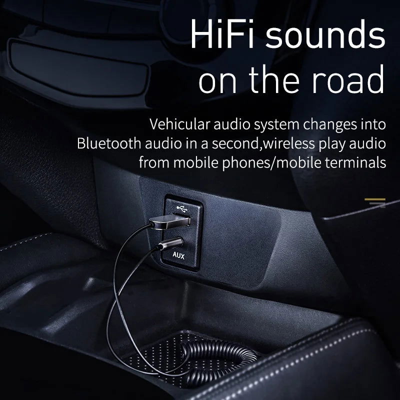 Baseus AUX Bluetooth Adapter Car 3.5mm Jack Dongle Cable Handfree Car Kit Audio Transmitter Auto Bluetooth 5.0 Receiver - Slobuy
