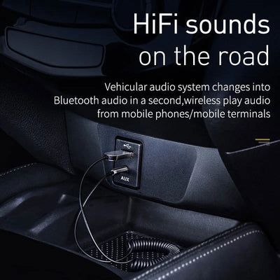 Baseus AUX Bluetooth Adapter Car 3.5mm Jack Dongle Cable Handfree Car Kit Audio Transmitter Auto Bluetooth 5.0 Receiver - Slobuy