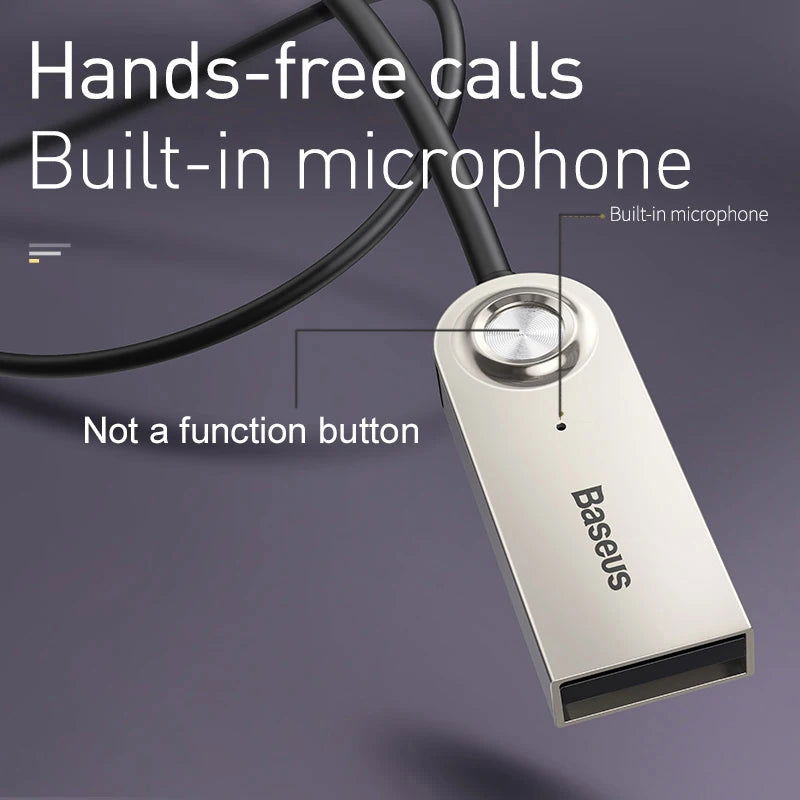 Baseus AUX Bluetooth Adapter Car 3.5mm Jack Dongle Cable Handfree Car Kit Audio Transmitter Auto Bluetooth 5.0 Receiver - Slobuy