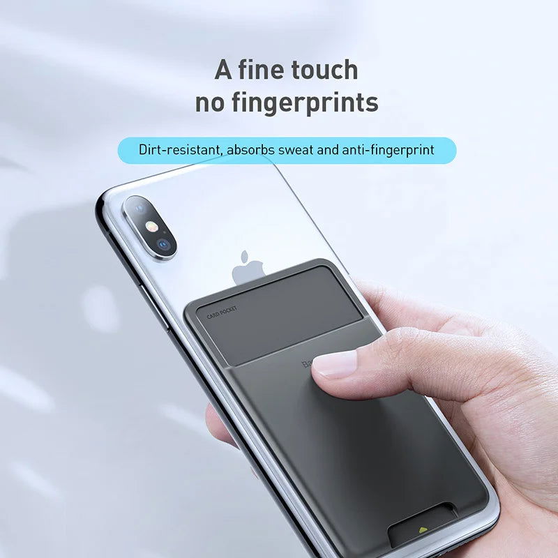 Baseus Silicone Phone Card Case Cell Phone Back Cover Card Holder ID Card Holder Slim Case Sticker for iPhone X Xs XR Samsung - Slobuy
