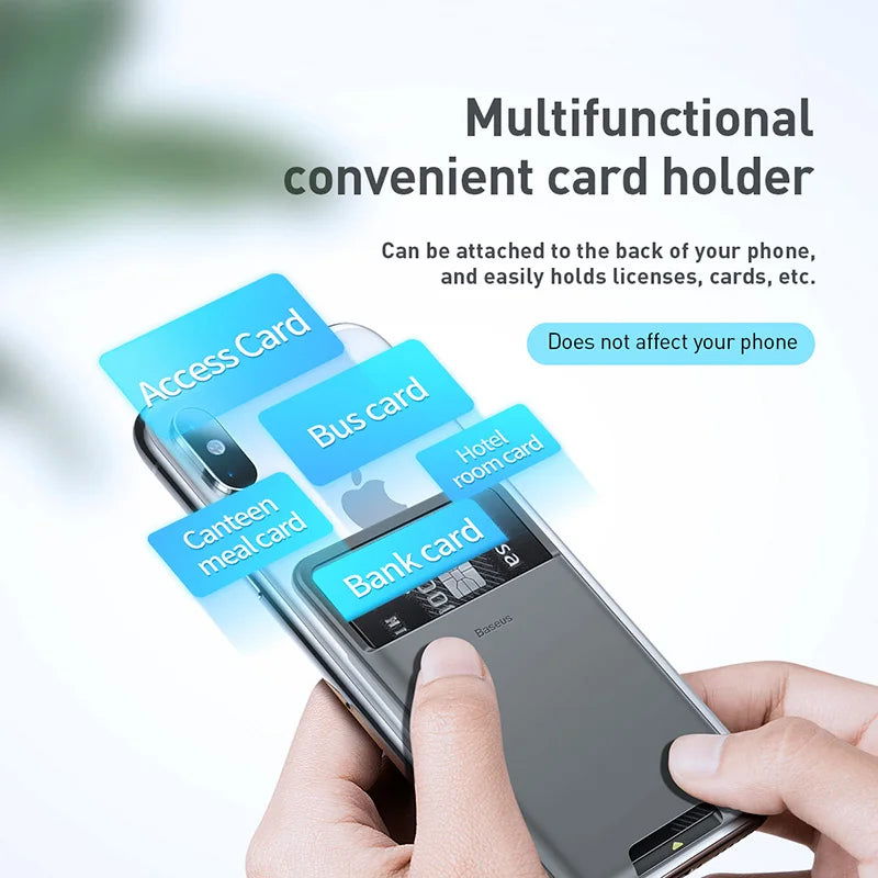 Baseus Silicone Phone Card Case Cell Phone Back Cover Card Holder ID Card Holder Slim Case Sticker for iPhone X Xs XR Samsung - Slobuy
