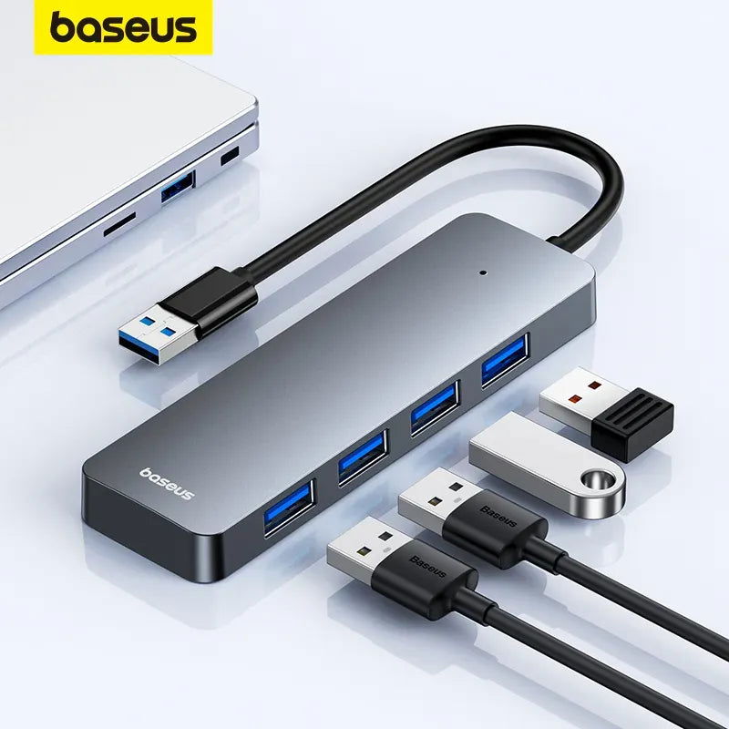 Baseus Usb Hub 4 Port ABS Hub Usb 3 0 for Laptop Multi Splitter Adapter For Xiaomi Lenovo Macbook PC Computer Accessories - Slobuy