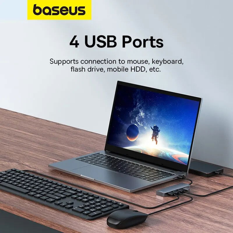 Baseus Usb Hub 4 Port ABS Hub Usb 3 0 for Laptop Multi Splitter Adapter For Xiaomi Lenovo Macbook PC Computer Accessories - Slobuy