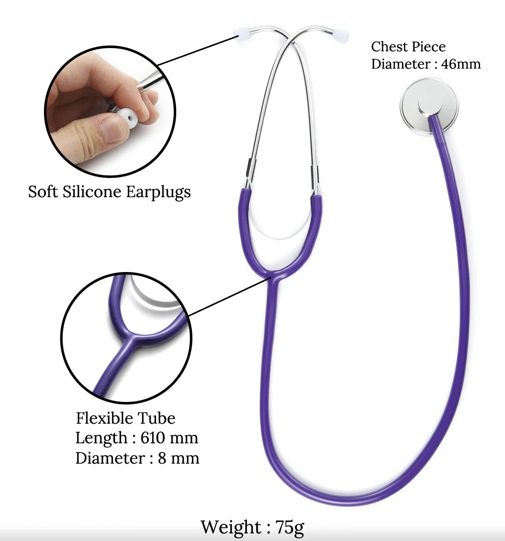 Basic Medical Stethoscope Professional Single Head Cardiology Stethoscope Student Doctor Vet Nurse Medical Equipment Device - Slobuy