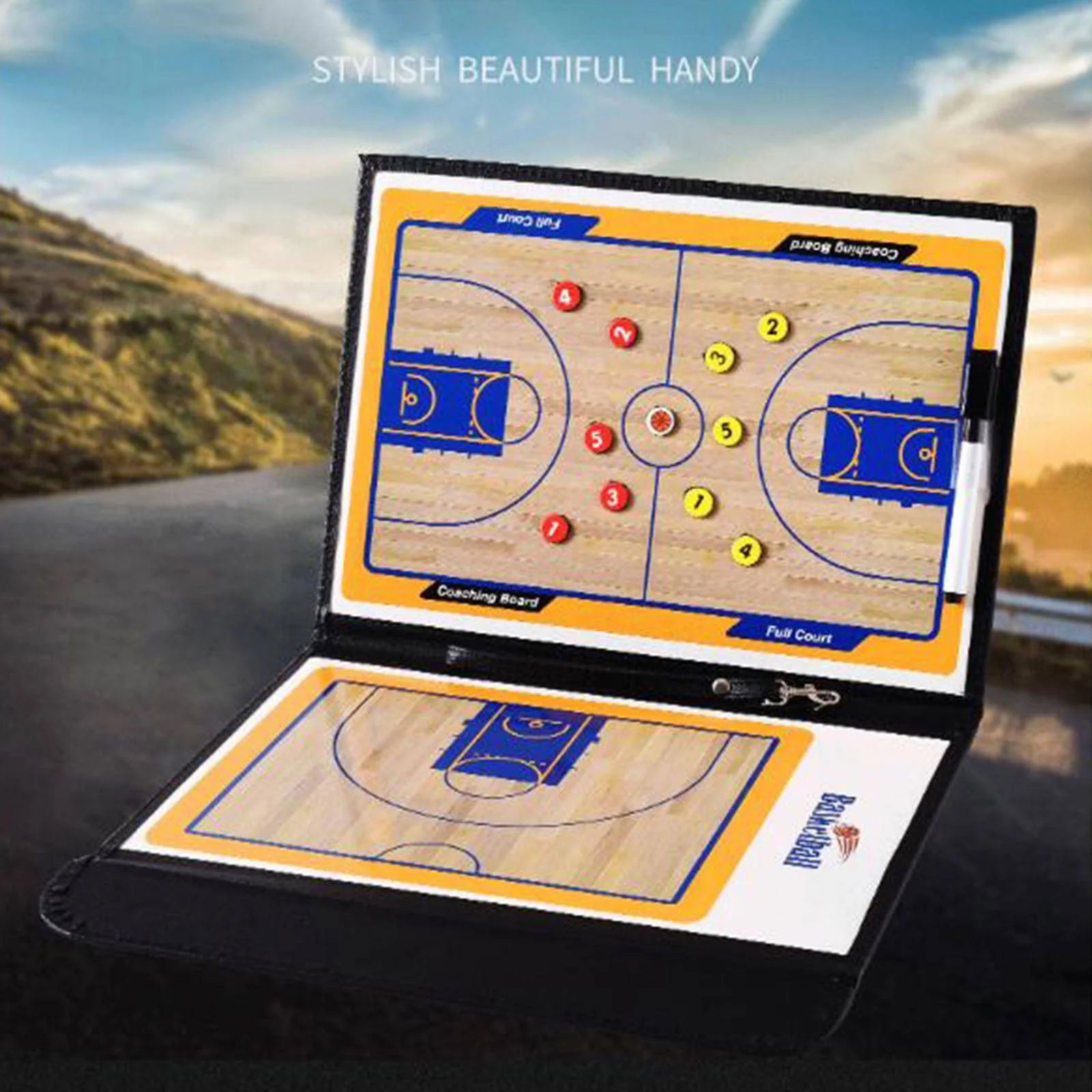 Basketball Coaching Clipboard Kit with Dry Erase Coaches Marker Pen Tactics Equipment Basketball Coaching Board for Accessories - Slobuy