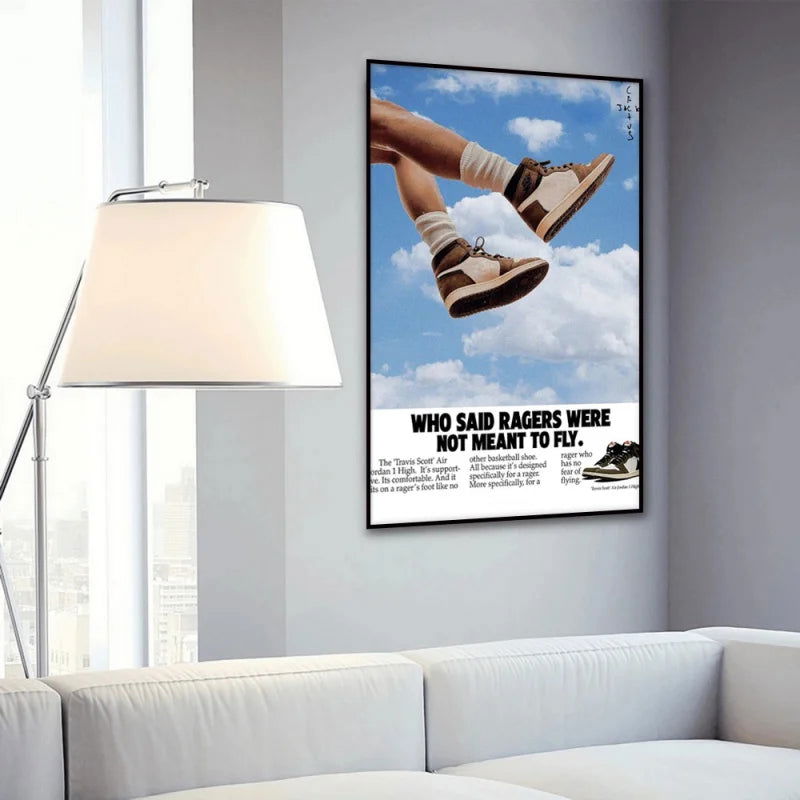 Basketball Shoes Poster Wall Art Retro Style Home Decor Painting Classic Sports Mural Pictures Printed Artwork - Slobuy