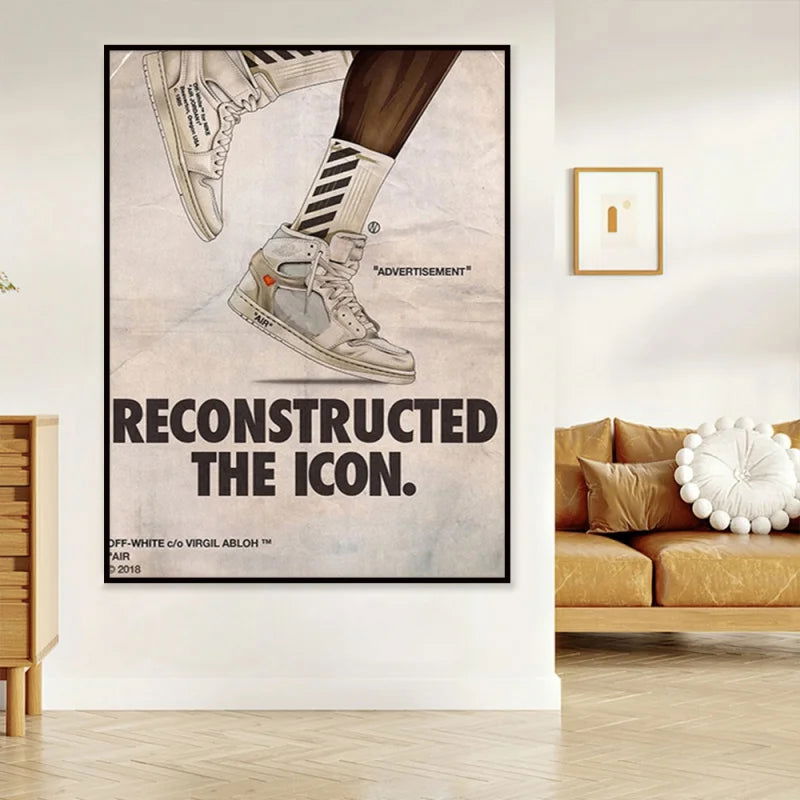 Basketball Shoes Poster Wall Art Retro Style Home Decor Painting Classic Sports Mural Pictures Printed Artwork - Slobuy