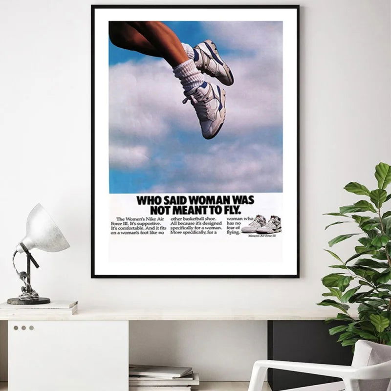 Basketball Shoes Poster Wall Art Retro Style Home Decor Painting Classic Sports Mural Pictures Printed Artwork - Slobuy