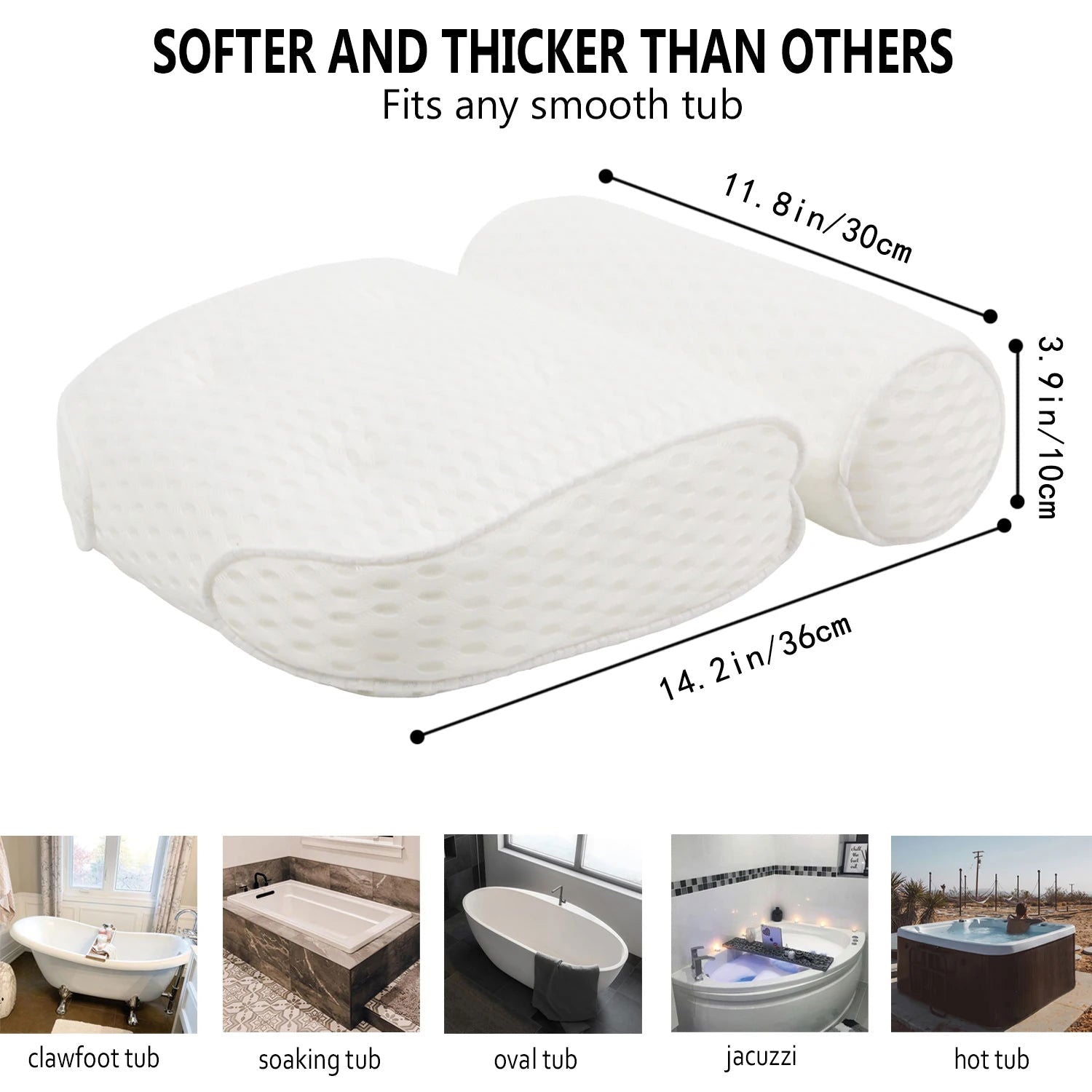Bath Pillow for Bathtub Support Neck,Head and Back with Non-Slip Suction Cups air mesh Bathtub Pillow - Slobuy