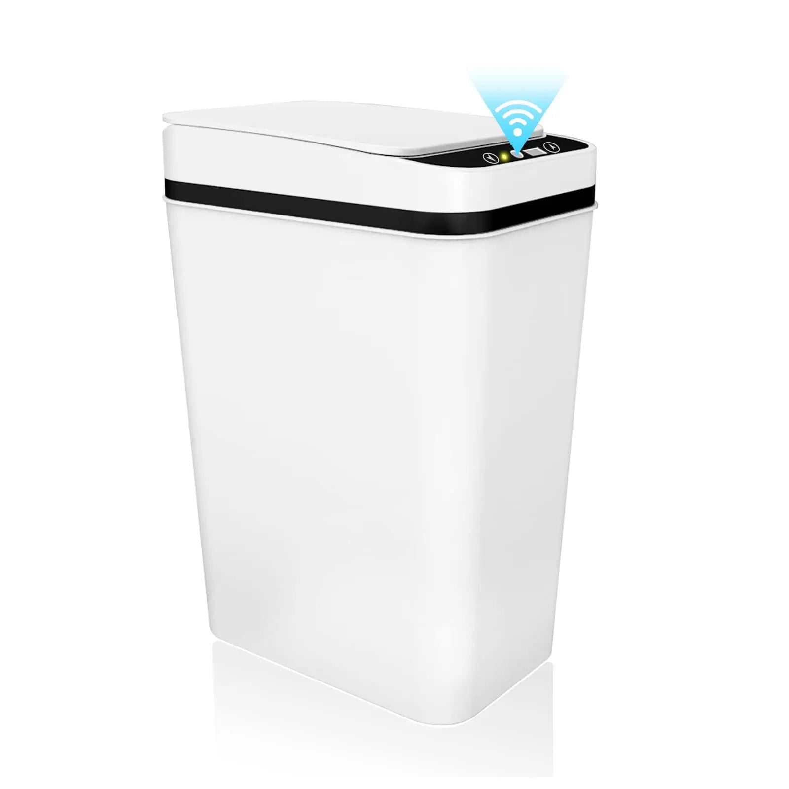 Bathroom Trash Can with Lid Touchless Automatic Garbage Can Slim Motion Sensor Smart Trash Bin for Bedroom,Office,Living Room - Slobuy