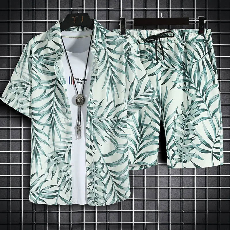 Beach Clothes For Men 2 Piece Set Quick Dry Hawaiian Shirt and Shorts Set Men Fashion Clothing Printing Casual Outfits Summer - Slobuy