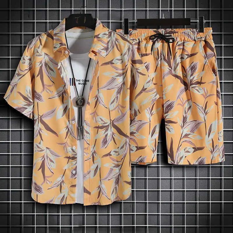 Beach Clothes For Men 2 Piece Set Quick Dry Hawaiian Shirt and Shorts Set Men Fashion Clothing Printing Casual Outfits Summer - Slobuy