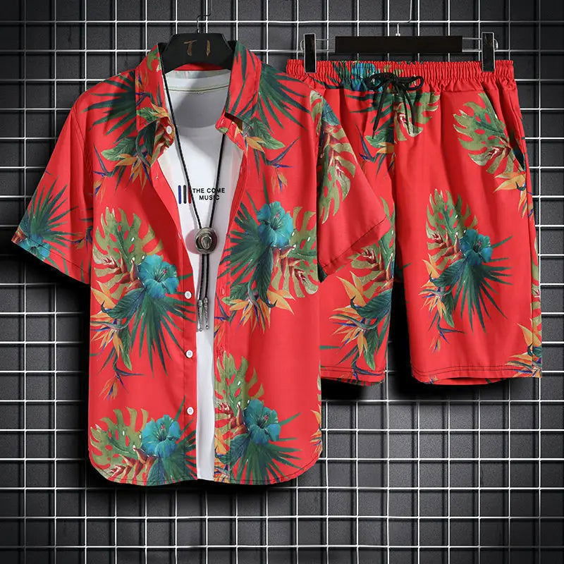 Beach Clothes For Men 2 Piece Set Quick Dry Hawaiian Shirt and Shorts Set Men Fashion Clothing Printing Casual Outfits Summer - Slobuy