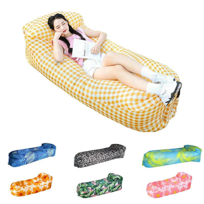 Beach Lounger Air Portable Inflatable Sofa Bed Furniture Rest Reclining Chair Camping Equipment 2 Seat Outdoor Garden Loungers - Slobuy