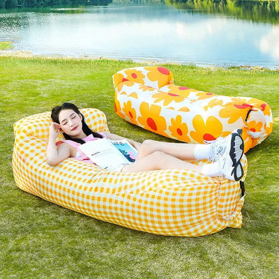 Beach Lounger Air Portable Inflatable Sofa Bed Furniture Rest Reclining Chair Camping Equipment 2 Seat Outdoor Garden Loungers - Slobuy