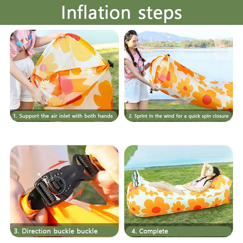 Beach Lounger Air Portable Inflatable Sofa Bed Furniture Rest Reclining Chair Camping Equipment 2 Seat Outdoor Garden Loungers - Slobuy