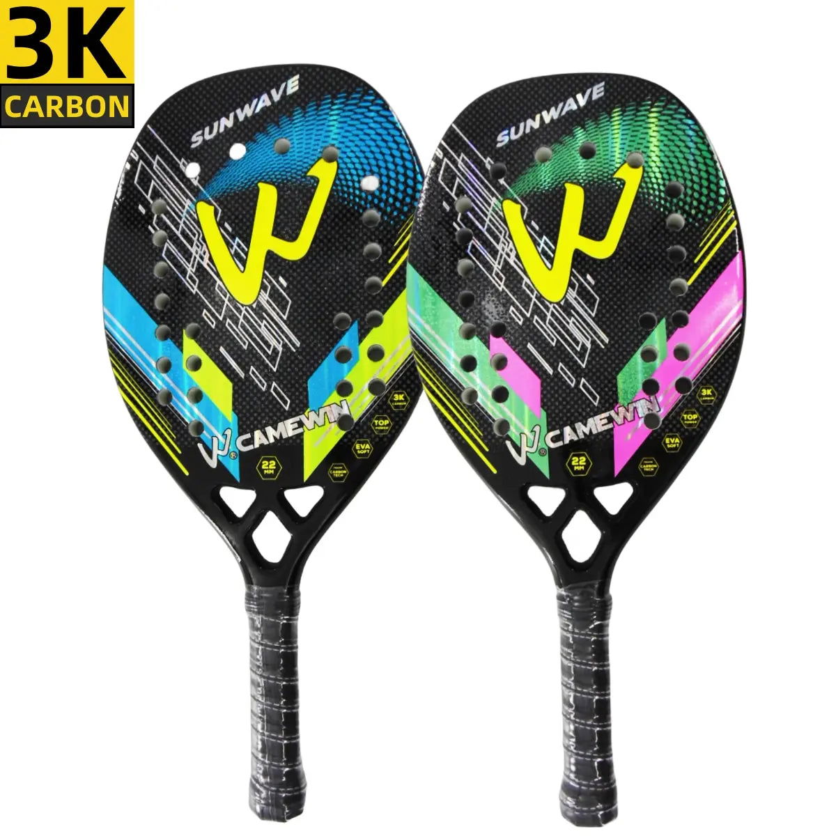 Beach Tennis Racket 3K Camewin Full Carbon Fiber Rough Surface Outdoor Sports Ball Racket For Men Women Adult Senior Player - Slobuy