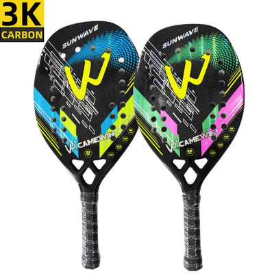 Beach Tennis Racket 3K Camewin Full Carbon Fiber Rough Surface Outdoor Sports Ball Racket For Men Women Adult Senior Player - Slobuy