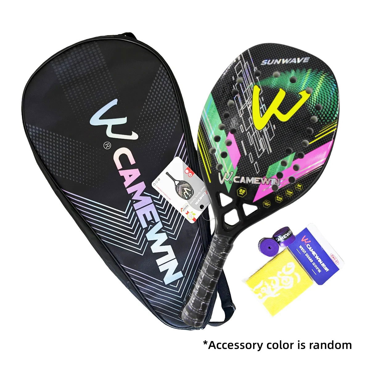 Beach Tennis Racket 3K Camewin Full Carbon Fiber Rough Surface Outdoor Sports Ball Racket For Men Women Adult Senior Player - Slobuy