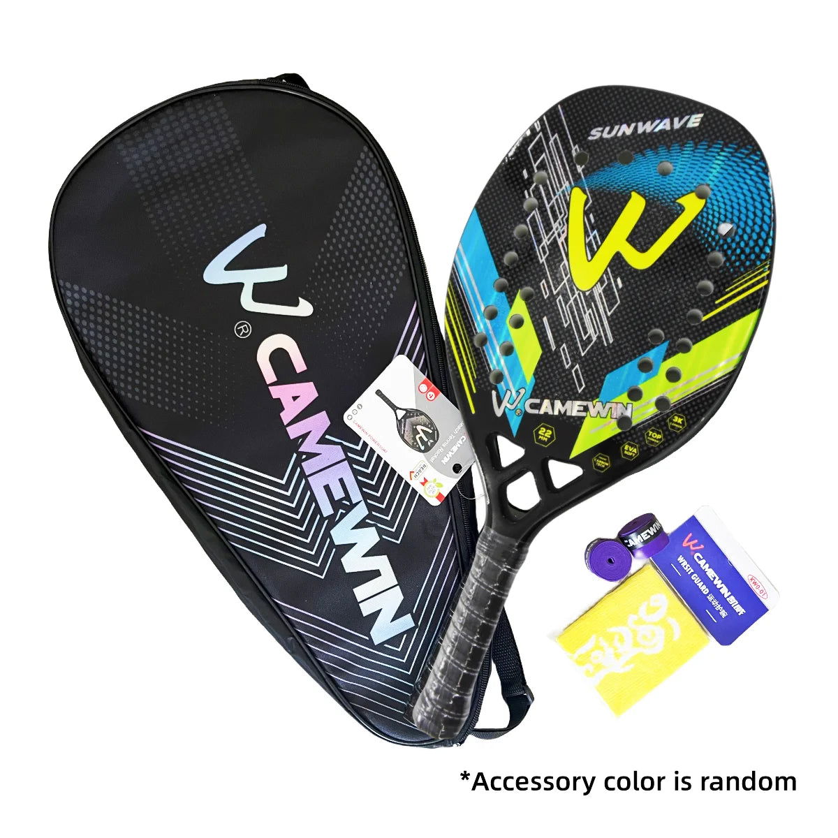 Beach Tennis Racket 3K Camewin Full Carbon Fiber Rough Surface Outdoor Sports Ball Racket For Men Women Adult Senior Player - Slobuy