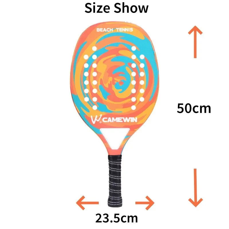 Beach Tennis Racket Camewin Padel Paddle 50% Carbon Fiber EVA Core Tennis Racket Lightweight With Protective Bag Cover Soft Face - Slobuy