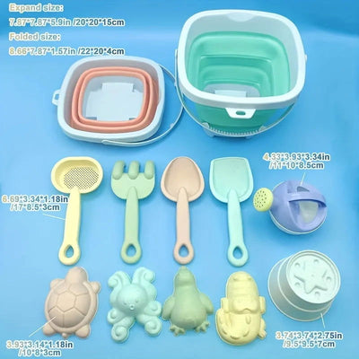 Beach Toys for Kids Sand Toys Set for Toddlers Sandbox Toys with Collapsible Bucket Shovel Rake Set Sand Molds Summer Outdoor - Slobuy