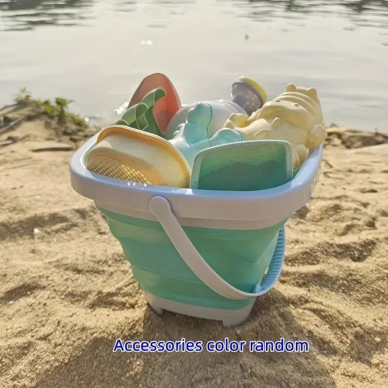 Beach Toys for Kids Sand Toys Set for Toddlers Sandbox Toys with Collapsible Bucket Shovel Rake Set Sand Molds Summer Outdoor - Slobuy