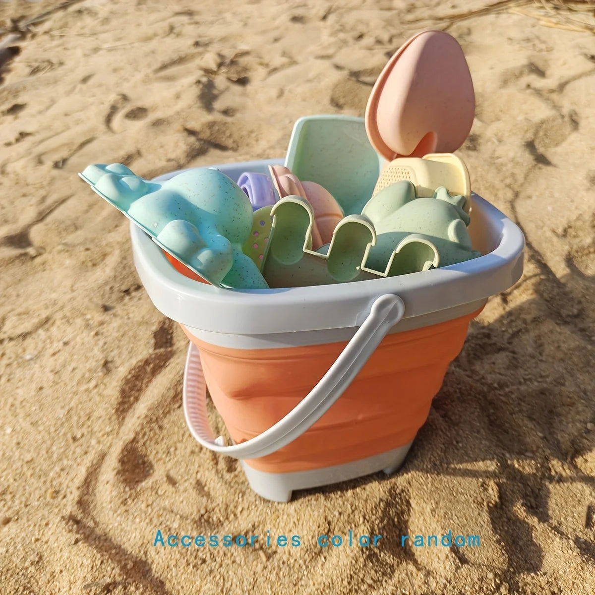 Beach Toys for Kids Sand Toys Set for Toddlers Sandbox Toys with Collapsible Bucket Shovel Rake Set Sand Molds Summer Outdoor - Slobuy