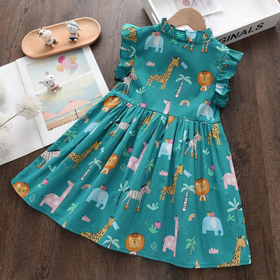Bear Leader Cartoon Print Baby Girls Princess Dress New Fashion Summer Floral Toddler Kid Party Clothes Children Vestido - Slobuy