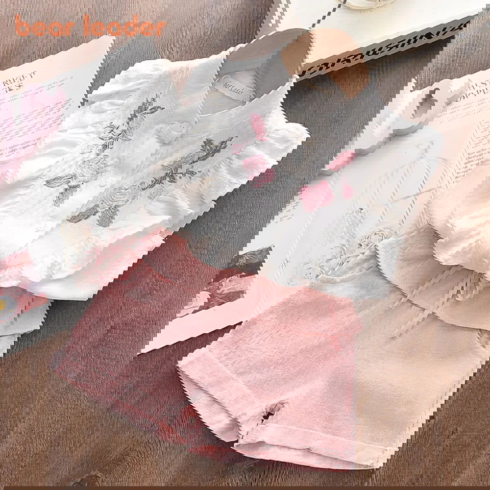 Bear Leader Girls' Clothing Set 2023 Summer New Casual Children's Embroidered Sleeveless Shirt+Shorts Set Girls' Baby Clothing - Slobuy