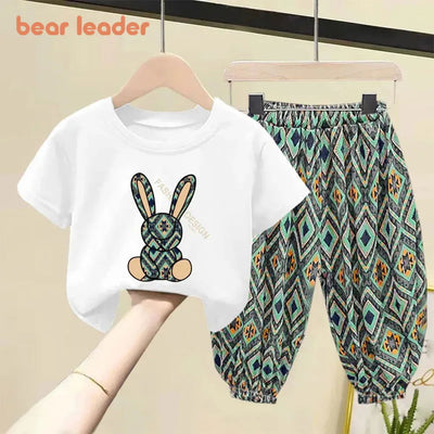 Bear Leader Girls Summer Sleeveless Suit 2023 New Summer Girls Fashion Korean Version of The Cute Polka Dot Girls Two-piece Suit - Slobuy