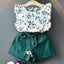 Bear Leader Kids Girl Clothes 2022 Fashion Sling Flower Bow Baby Girls Shirt + Stripe Shorts 2pcs Suit Children Clothing Sets - Slobuy