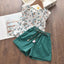 Bear Leader Kids Girl Clothes 2022 Fashion Sling Flower Bow Baby Girls Shirt + Stripe Shorts 2pcs Suit Children Clothing Sets - Slobuy