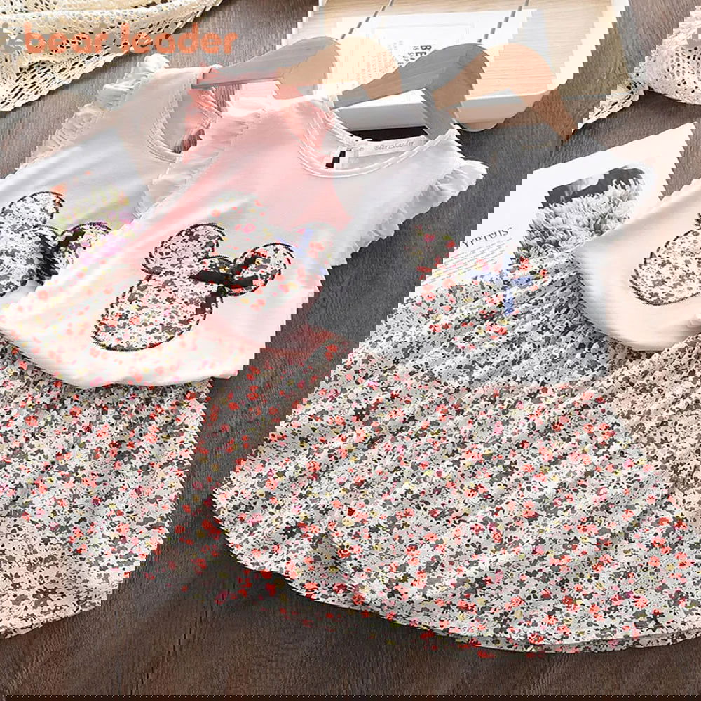 Bear Leader Summer 2Pcs Girls Clothes Sets Floral Cartoon Kids Ruffle Sleeve Top and Skirt Outfits Casual Girls Boutique Outfits - Slobuy