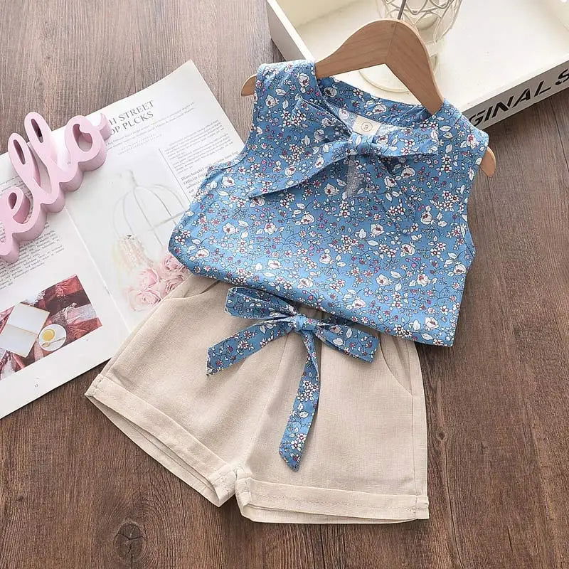 Bear Leader Summer 2Pcs Girls Clothes Sets Floral Cartoon Kids Ruffle Sleeve Top and Skirt Outfits Casual Girls Boutique Outfits - Slobuy