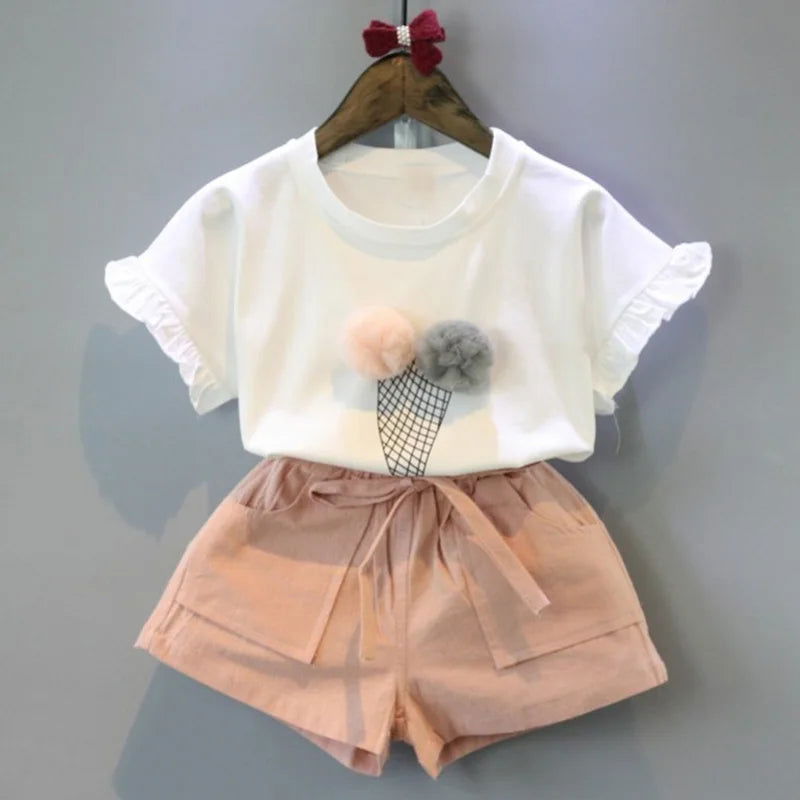 Bear Leader Summer 2Pcs Girls Clothes Sets Floral Cartoon Kids Ruffle Sleeve Top and Skirt Outfits Casual Girls Boutique Outfits - Slobuy