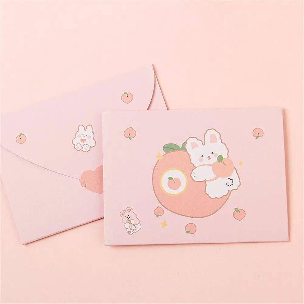 Bear Rabbit Postcard Gift Decoration Greeting Card Letter Paper Blessing Thank Envelope Birthday Card - Slobuy