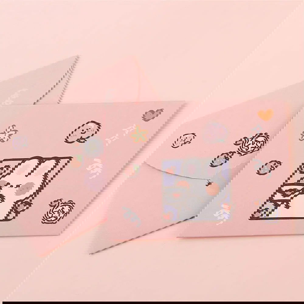 Bear Rabbit Postcard Gift Decoration Greeting Card Letter Paper Blessing Thank Envelope Birthday Card - Slobuy