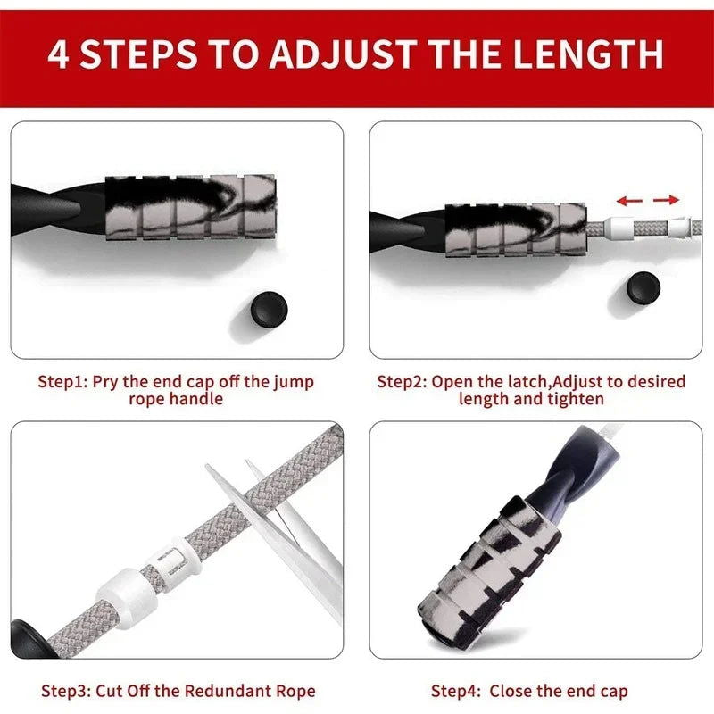 Bearing Jump Rope Adjustable Jump Rope Speed Weight Fitness Adult Kids Fitness Equipment Workout MMA Training Gear - Slobuy