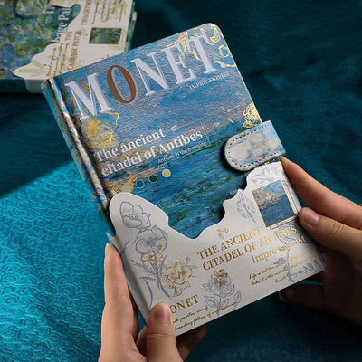 Beautiful Retro Notebook Classic Design Monet Oil Painting Color Page Illustration Hardcover Diary Student Notepad - Slobuy