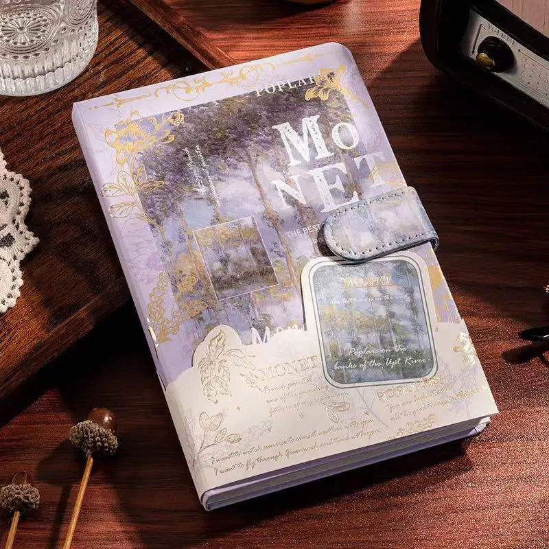 Beautiful Retro Notebook Classic Design Monet Oil Painting Color Page Illustration Hardcover Diary Student Notepad - Slobuy