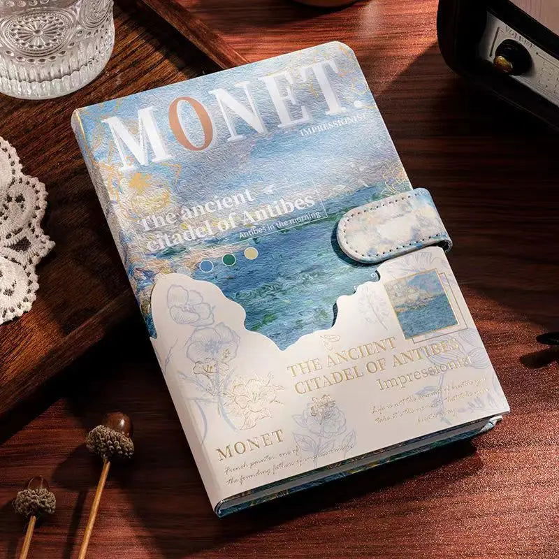 Beautiful Retro Notebook Classic Design Monet Oil Painting Color Page Illustration Hardcover Diary Student Notepad - Slobuy