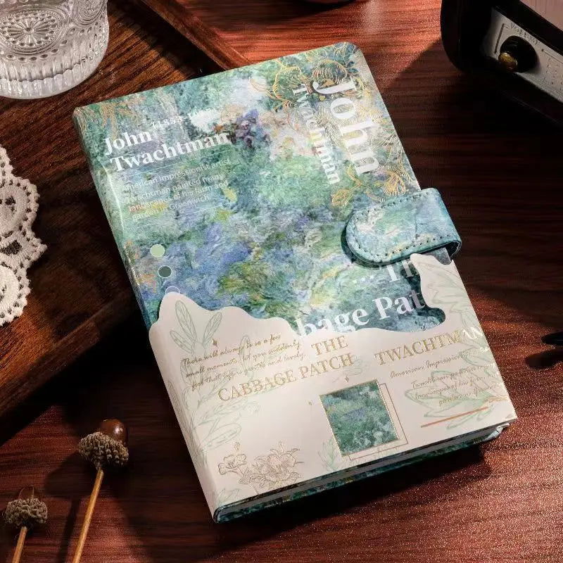 Beautiful Retro Notebook Classic Design Monet Oil Painting Color Page Illustration Hardcover Diary Student Notepad - Slobuy