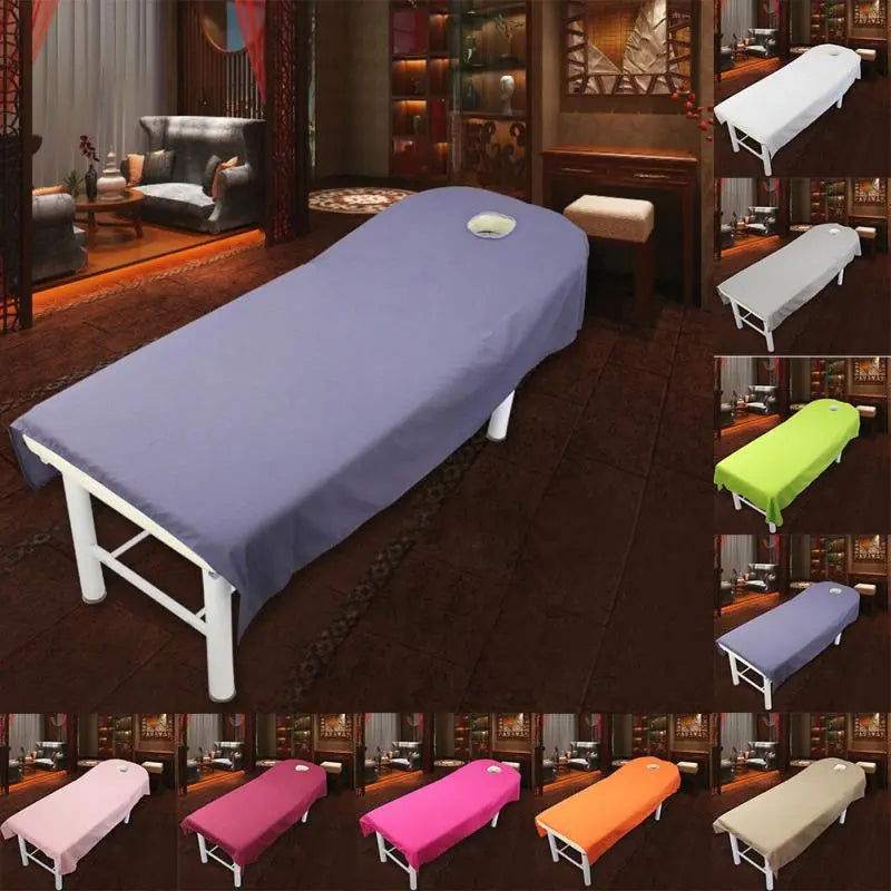 Beauty Bedsheet Cosmetic Salon Sheets Massage Treatment 9Color Soft Sheets Spa SPA Bed Table Cover Sheets with Hole - Slobuy