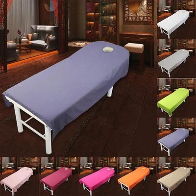 Beauty Bedsheet Cosmetic Salon Sheets Massage Treatment 9Color Soft Sheets Spa SPA Bed Table Cover Sheets with Hole - Slobuy